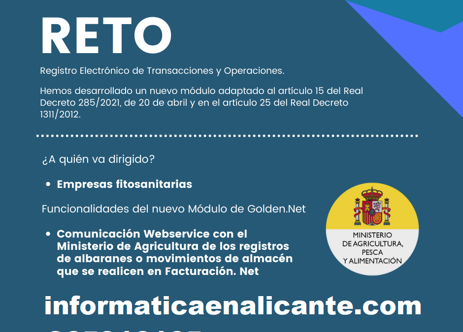 RETO Registro electrónico de transacciones y operaciones fitosanitarias Golden Soft softnet sistemas alicante