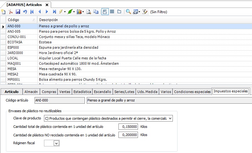 Configurar impuesto al plastico golden soft erp softnet sistemas alicante