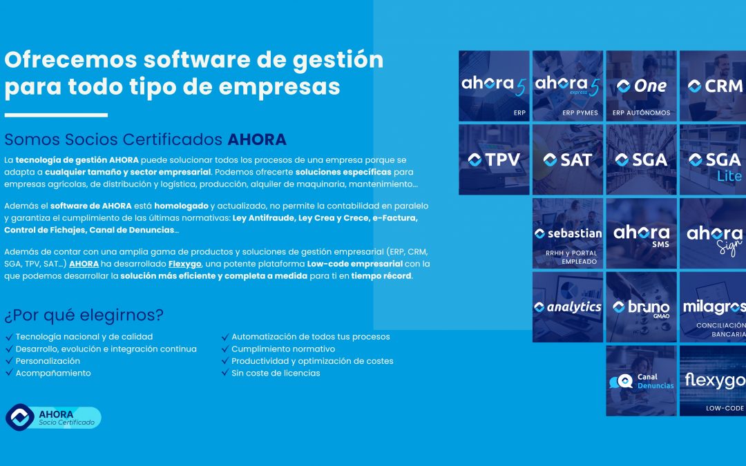 Ahora ERP CRM TPV Softnet Sistemas Alicante Distribuidor Certificado Oficial socio certificado