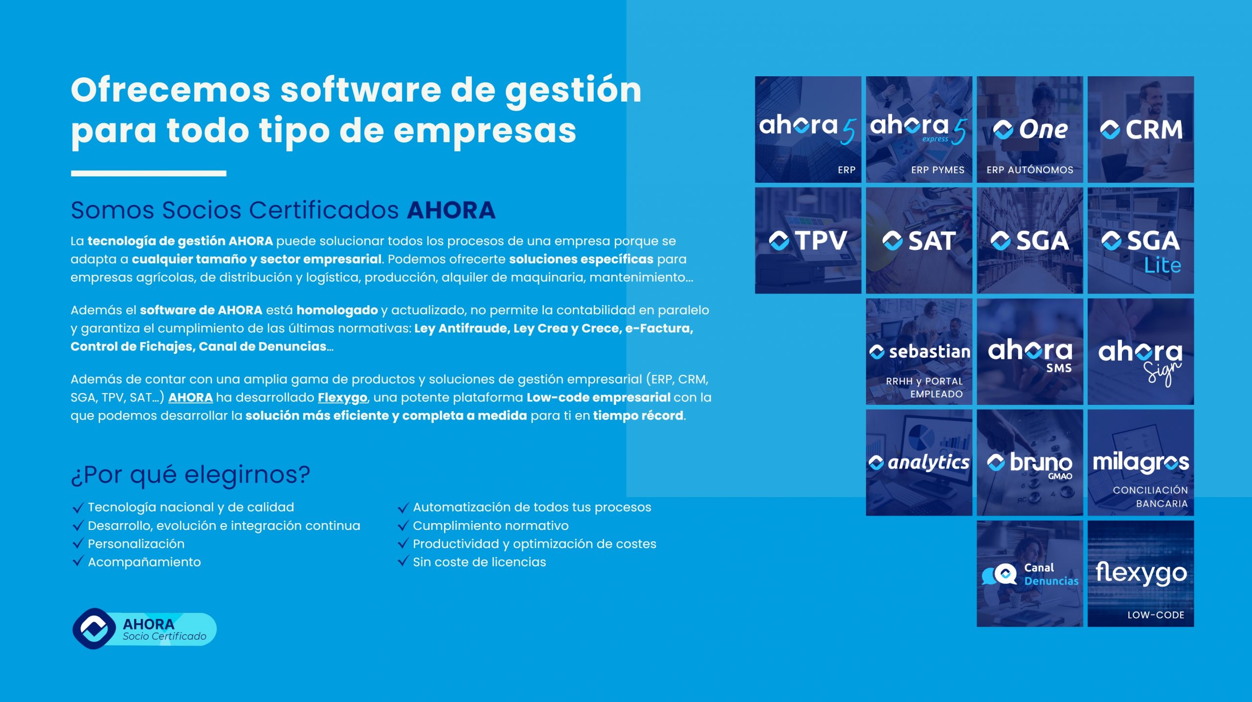Ahora ERP CRM TPV Softnet Sistemas Alicante Distribuidor Certificado Oficial socio certificado
